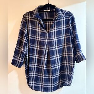 Simply Noelle Navy and White Plaid Top